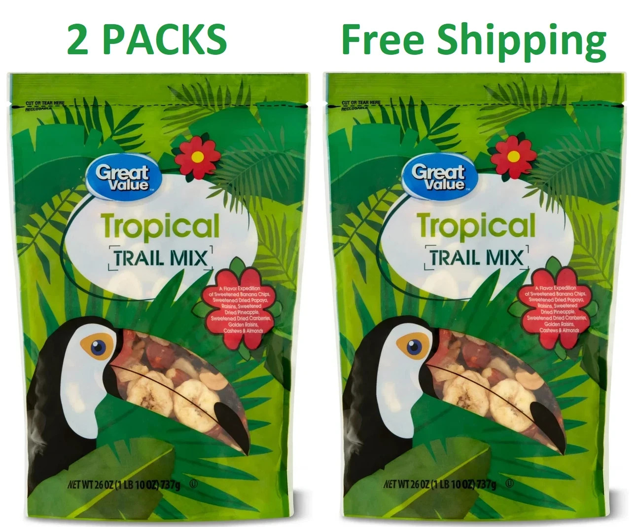 Great Value Tropical Trail Mix, 26 oz (Pack of 2) New