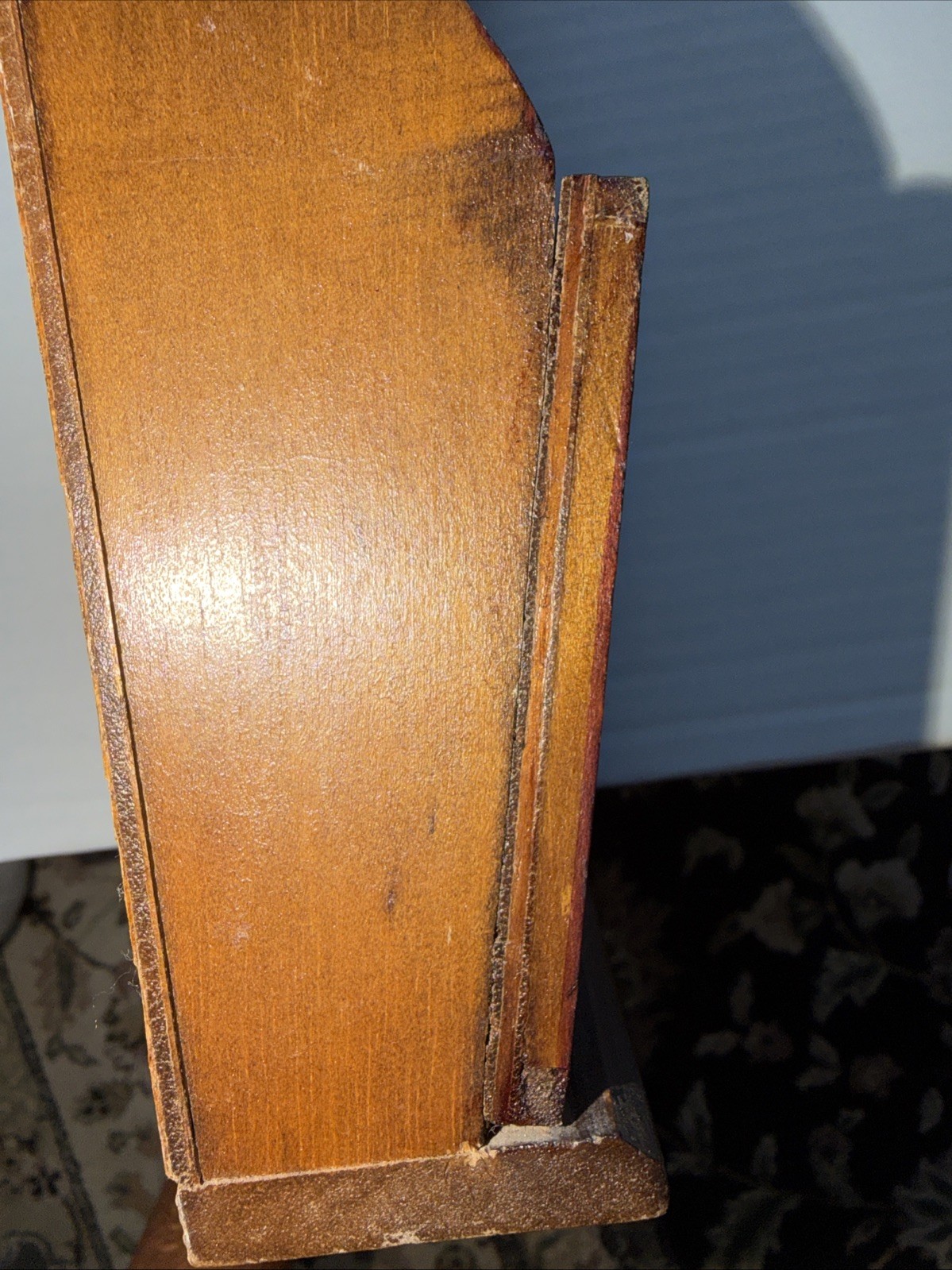 Vtg MCM Wood 3 Slot Wall Mail Holder Bill Organizer Vegetables