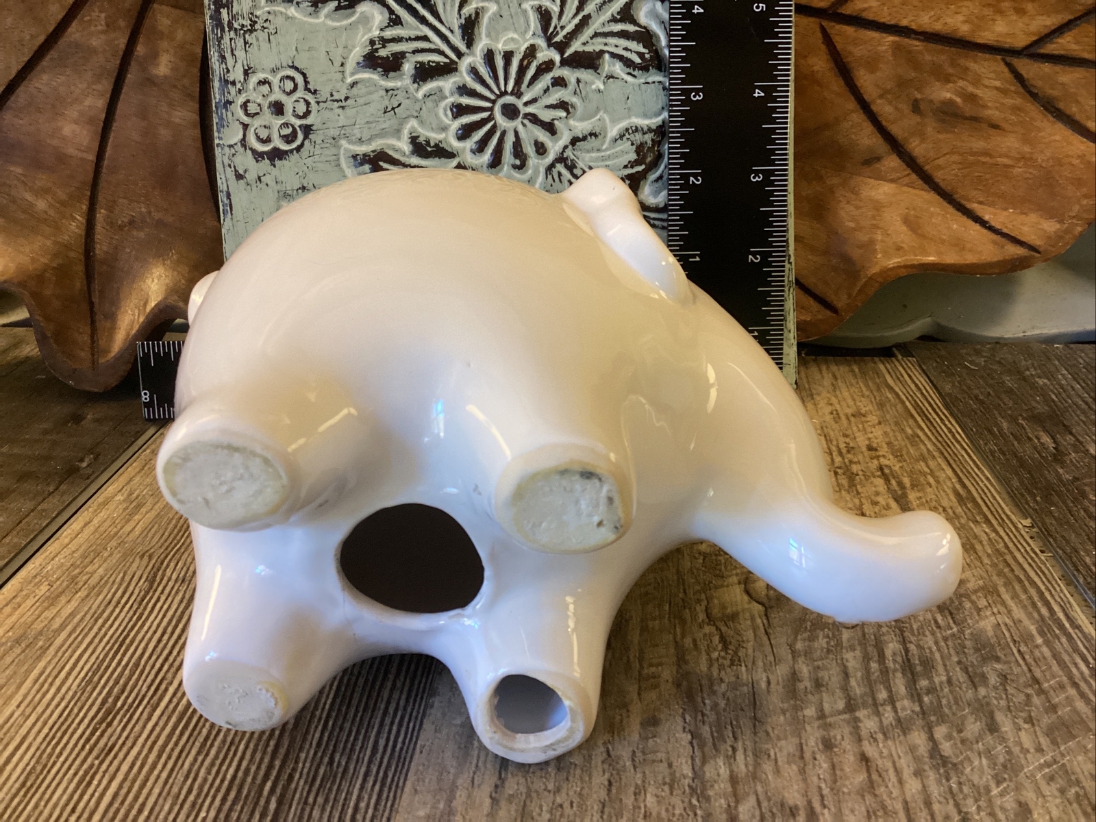 White Elephant Figurine Statue Glossy Ceramic Urban Contemporary Modern Boho