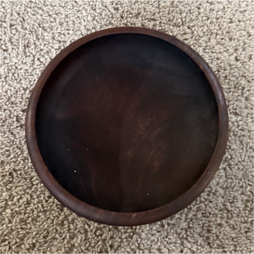 Round Brown Wooden Bowl, Rustic Solid Pattern, One-Piece, All Occasions
