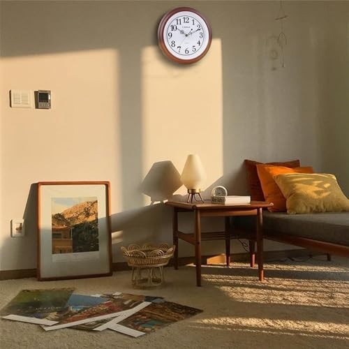 Silent Rustic Wall Clock, Battery Operated, Vintage 12 Inch Round Clock,