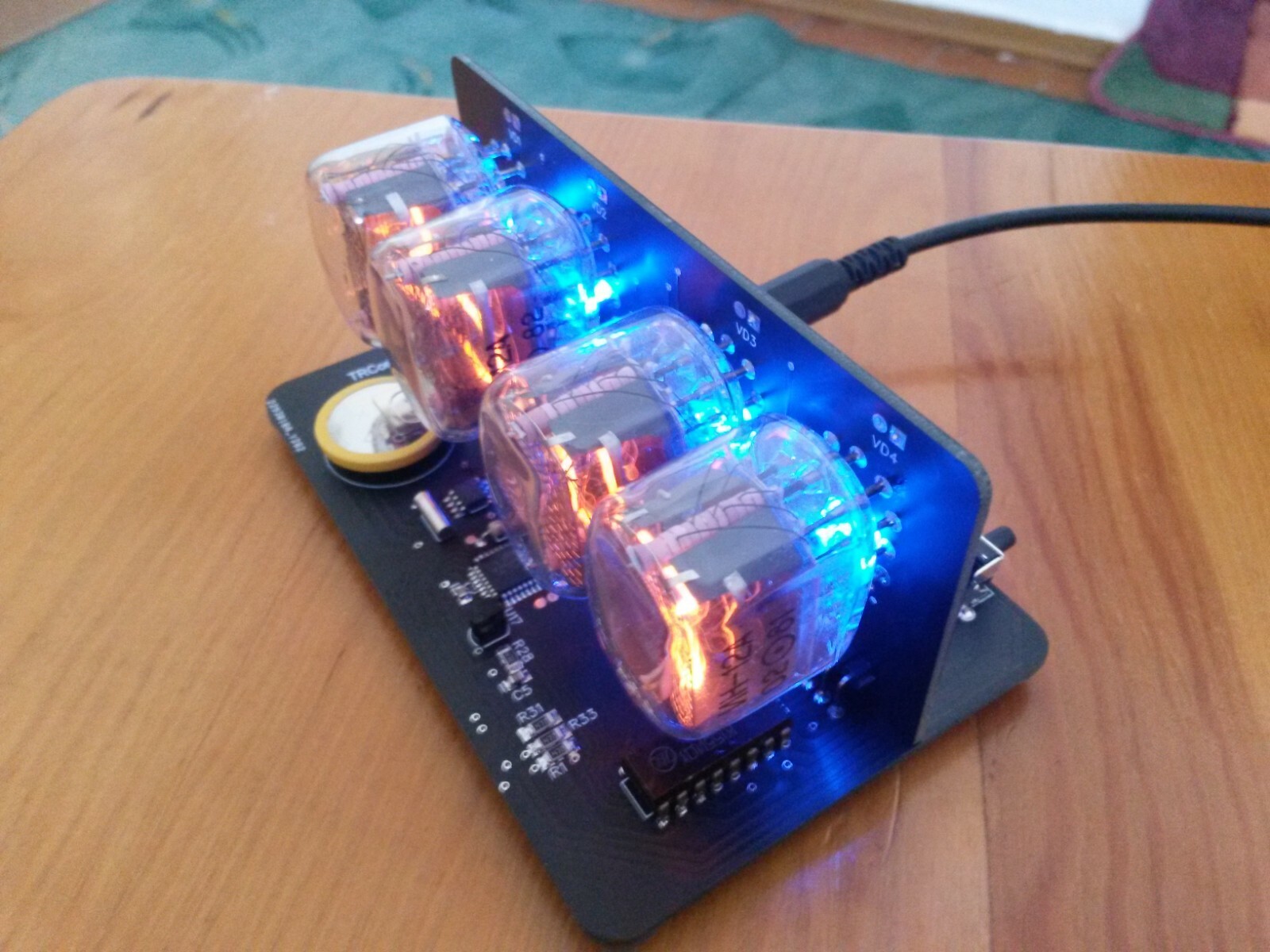 DIY KIT IN-12 Nixie Tube Clock LED Blue Backlight Black PCB Video