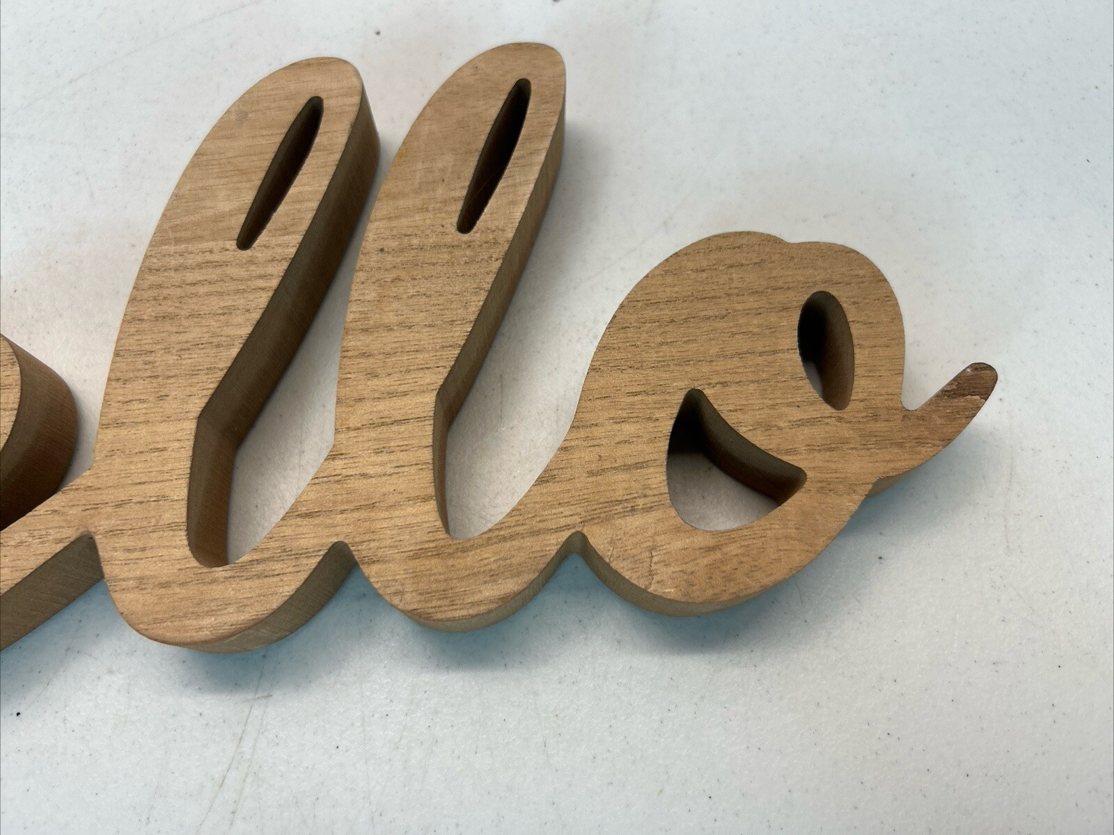 Hello Sign Decor Wall Art Sign 15.” Length 6” Height Natural Bare Wood Unpainted
