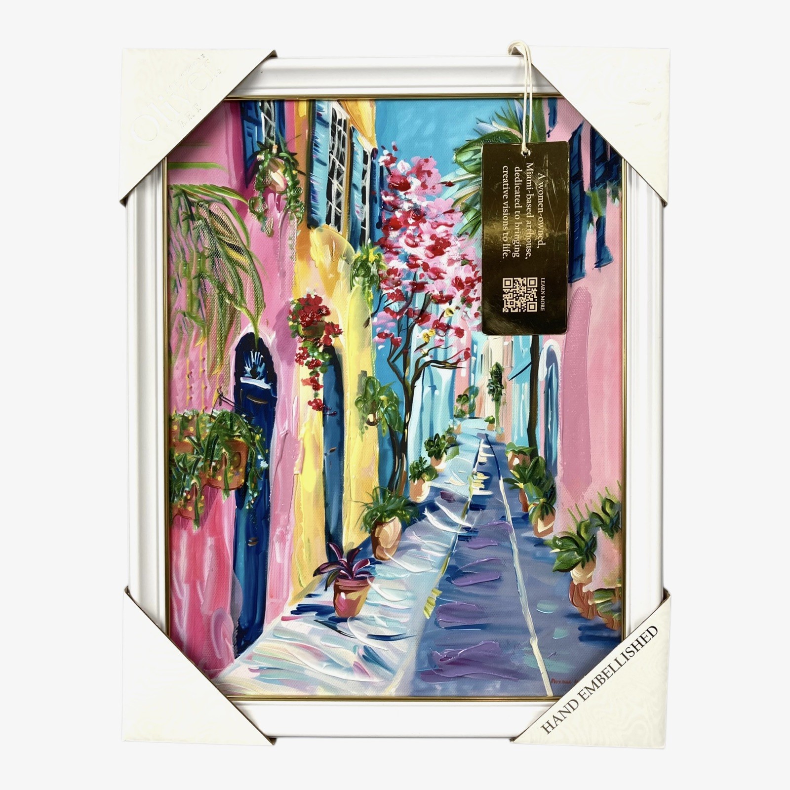 Art Remedy Colorful Streets Colorful Coastal Wall Art 11 x 14 Hand Embellished