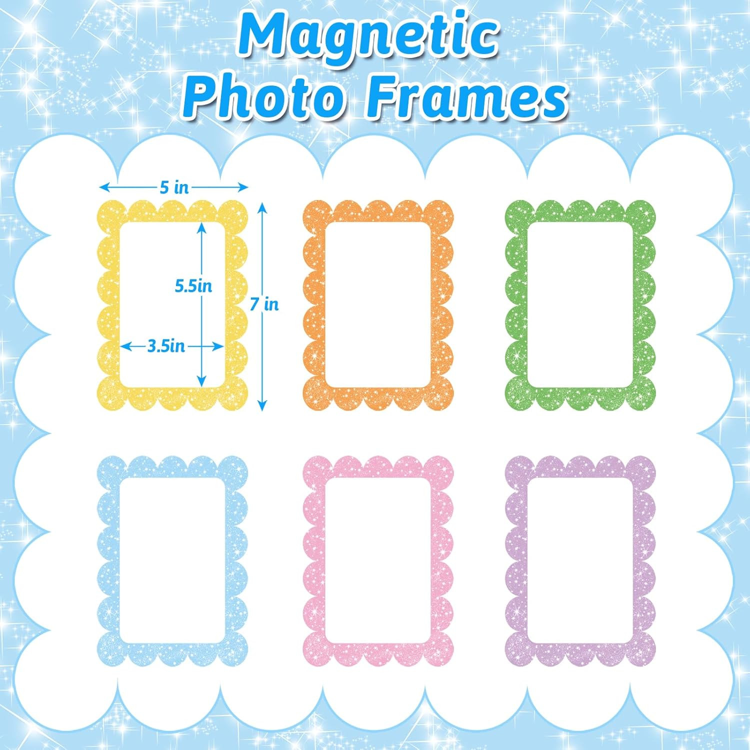 6 Pack Magnetic Picture Frame, 4 X 6 Inches Fridge Magnetic Photo Frames, Magnet