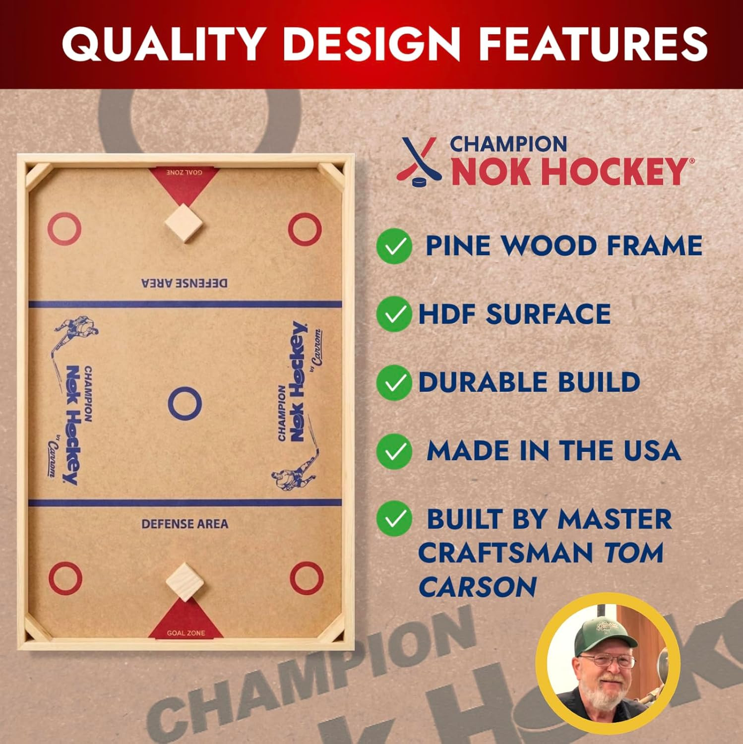 Champion Nok Hockey Game (Standard Size) — Wooden Board Games for Adults & Child