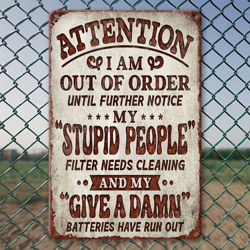 Out Of Order Funny Sarcastic Metal Sign Man Cave Garage Bar Leisure Room Decor