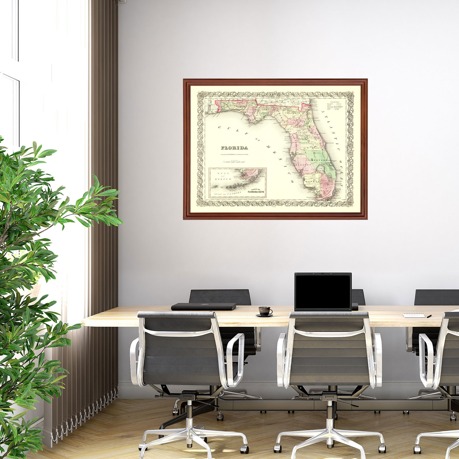 Old Map of Florida 1855 – Vintage Florida Art