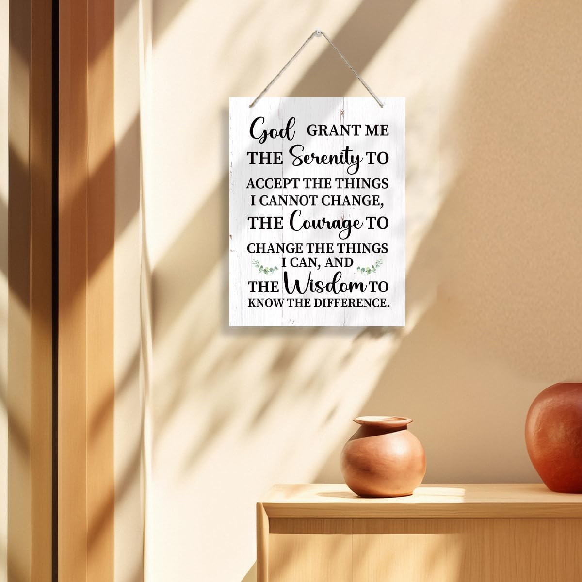 Rustic Serenity Prayer Wall Art – Inspirational Wooden Sign for Home Office