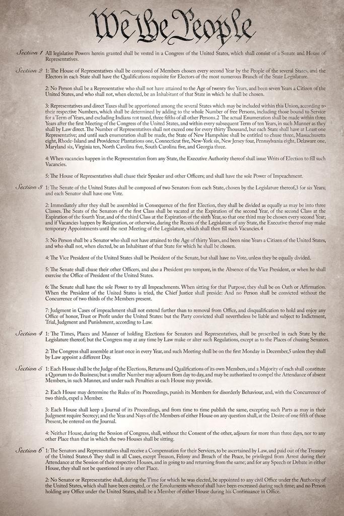 Constitution of The United States Remastered Version US History Poster 16×24