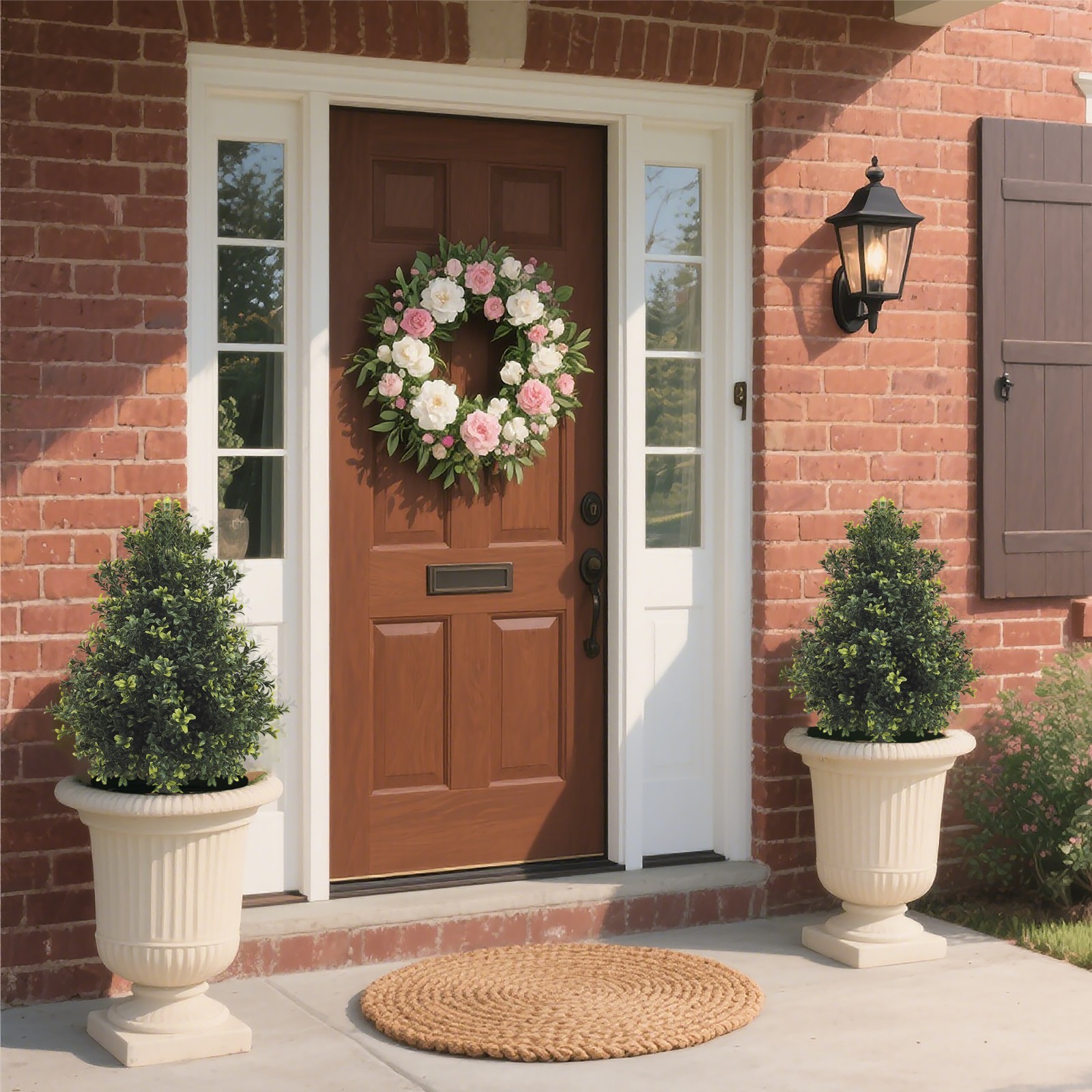 2Pack Artificial Boxwood Topiary, Outdoor Fake Evergreen Plants with GroundStake