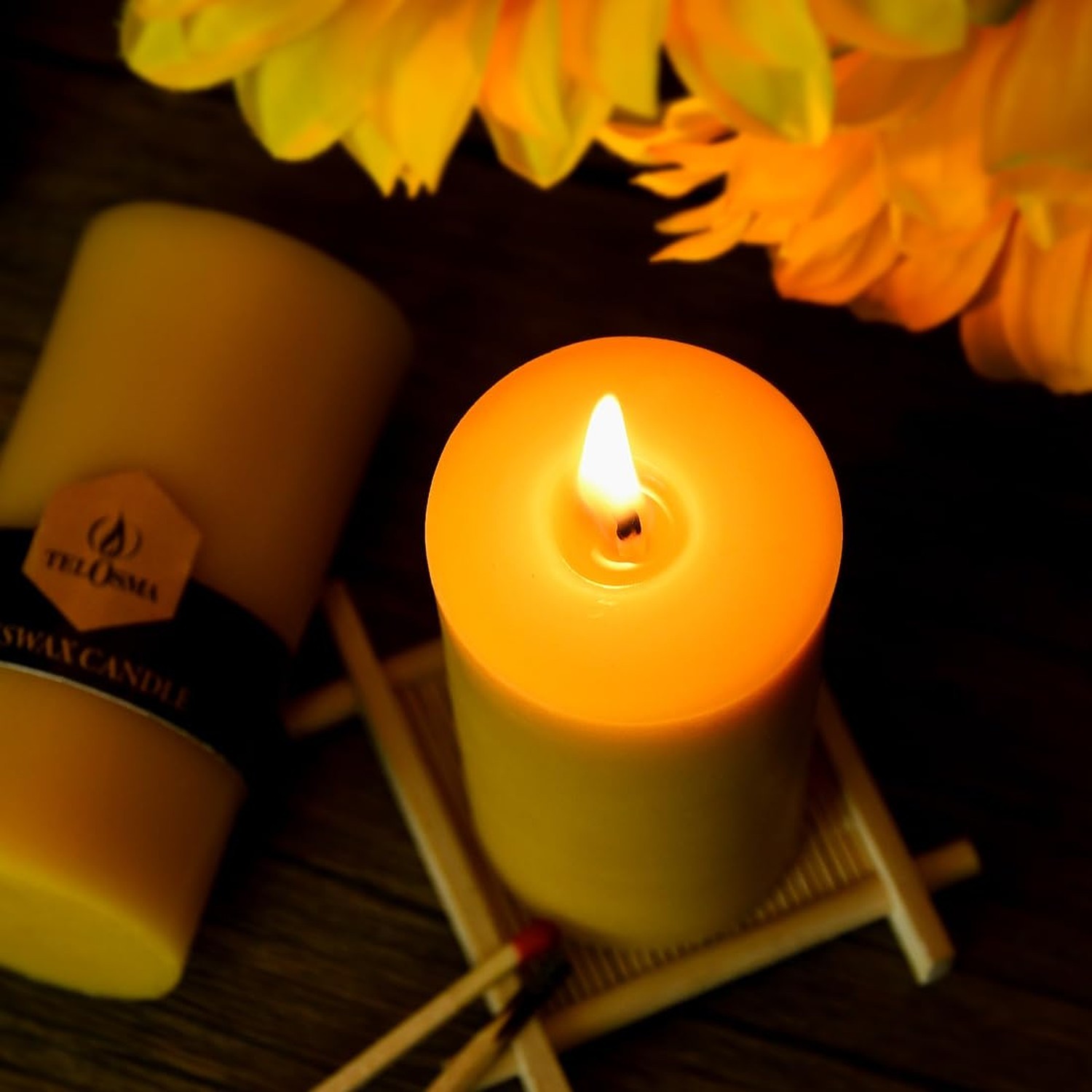 Natural Beeswax Pillar Candle 2×4 inch in Bulk, Smokeless and Long Lasting (2…