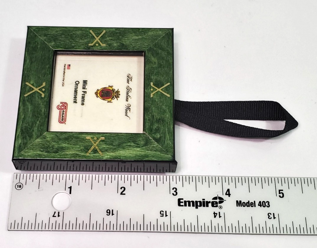 Galassi Mini GOLF HOCKEY Frame Ornament Fine Italian Wood Green Gold 2×2″ Pic