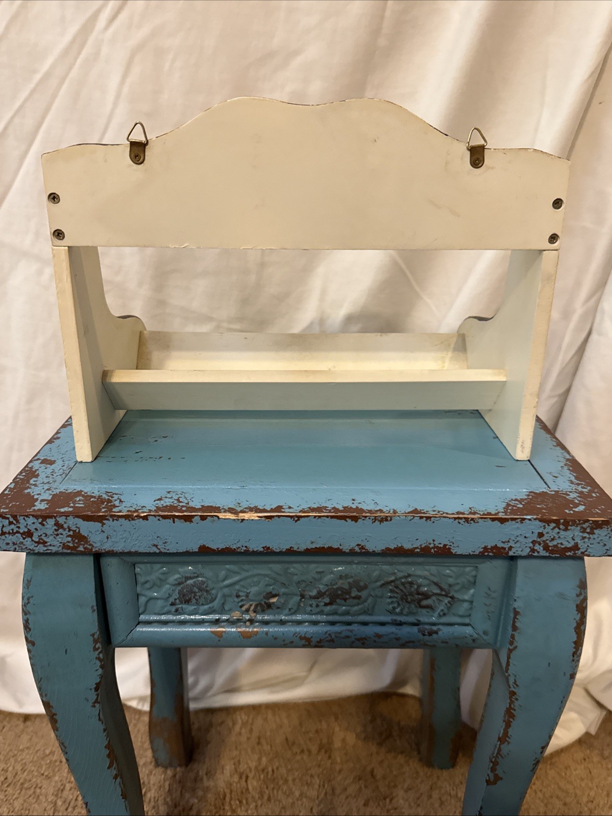 VTG 80s Farmhouse Wood Kitchen Shelf Hand Painted Apple Folk Art KMC Style