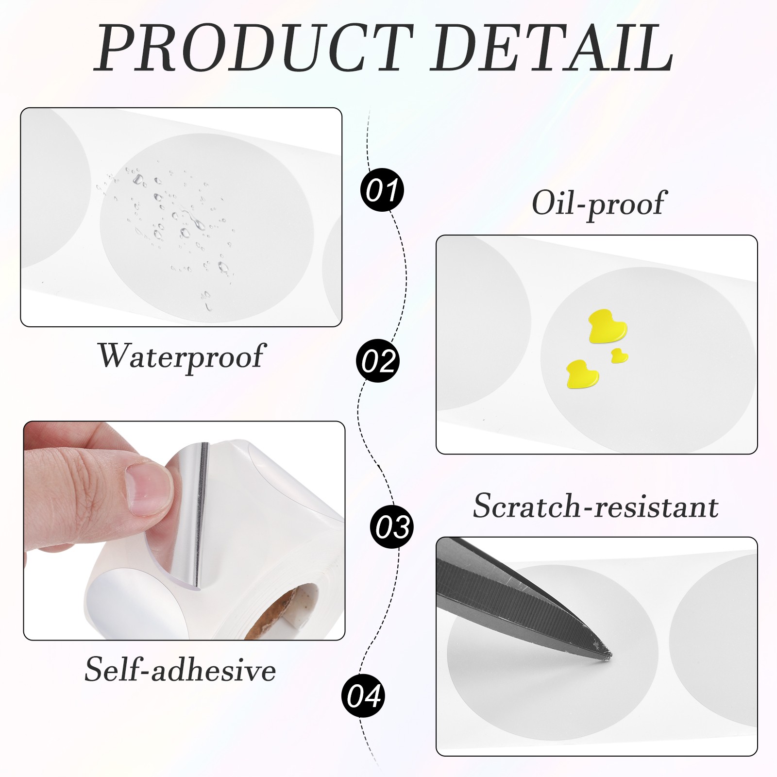 500pcs Round Thermal Label 1.5×1.5″ Self-Adhesive Thermal Stickers Matte Silver