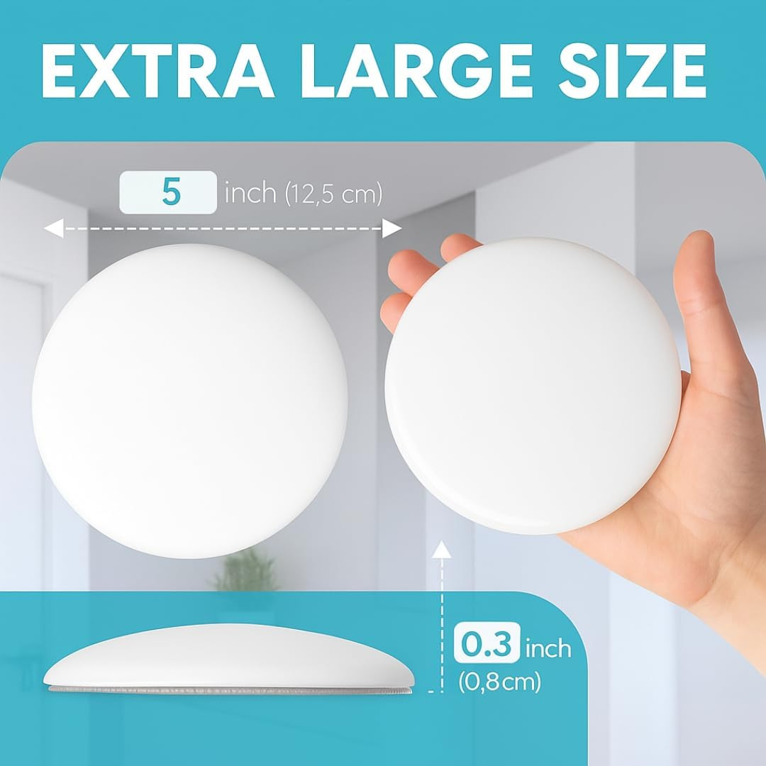 Wall & Door Handle Stopper 5″ Set of 3 Pieces White Rubber Door Knob, round Wall