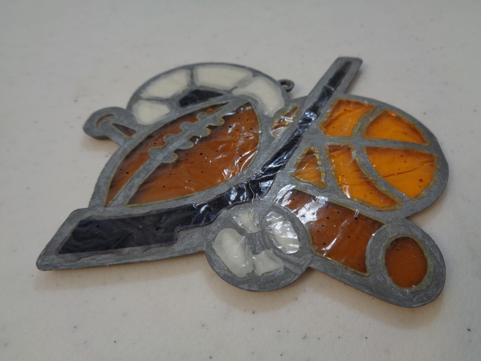 Sports Fan Suncatcher Hockey Soccer Baseball Football Handmade 3-3/4″ x 4″ Small