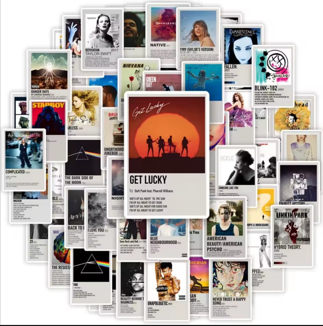 10 PCS Famous Popular Music Bands Albums Songs Lyrics Posters Stickers BRAND NEW