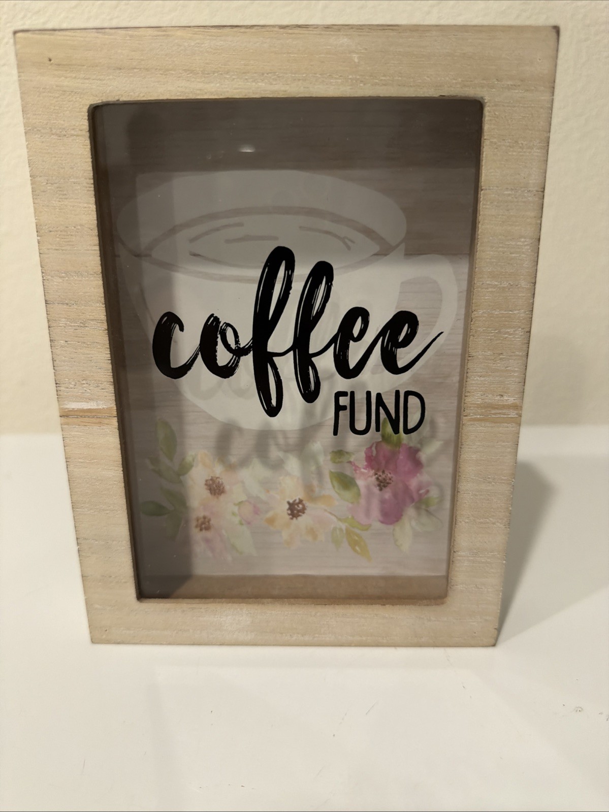 New Coffee Fund Shadow Box Piggy Bank Home Decor Coins Funds Office