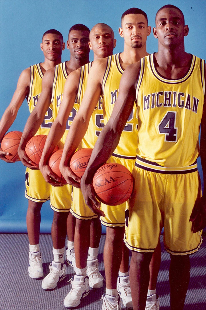 Michigan Fab Five Basketball Team Poster Wall Art Print Decor Vintage Sports