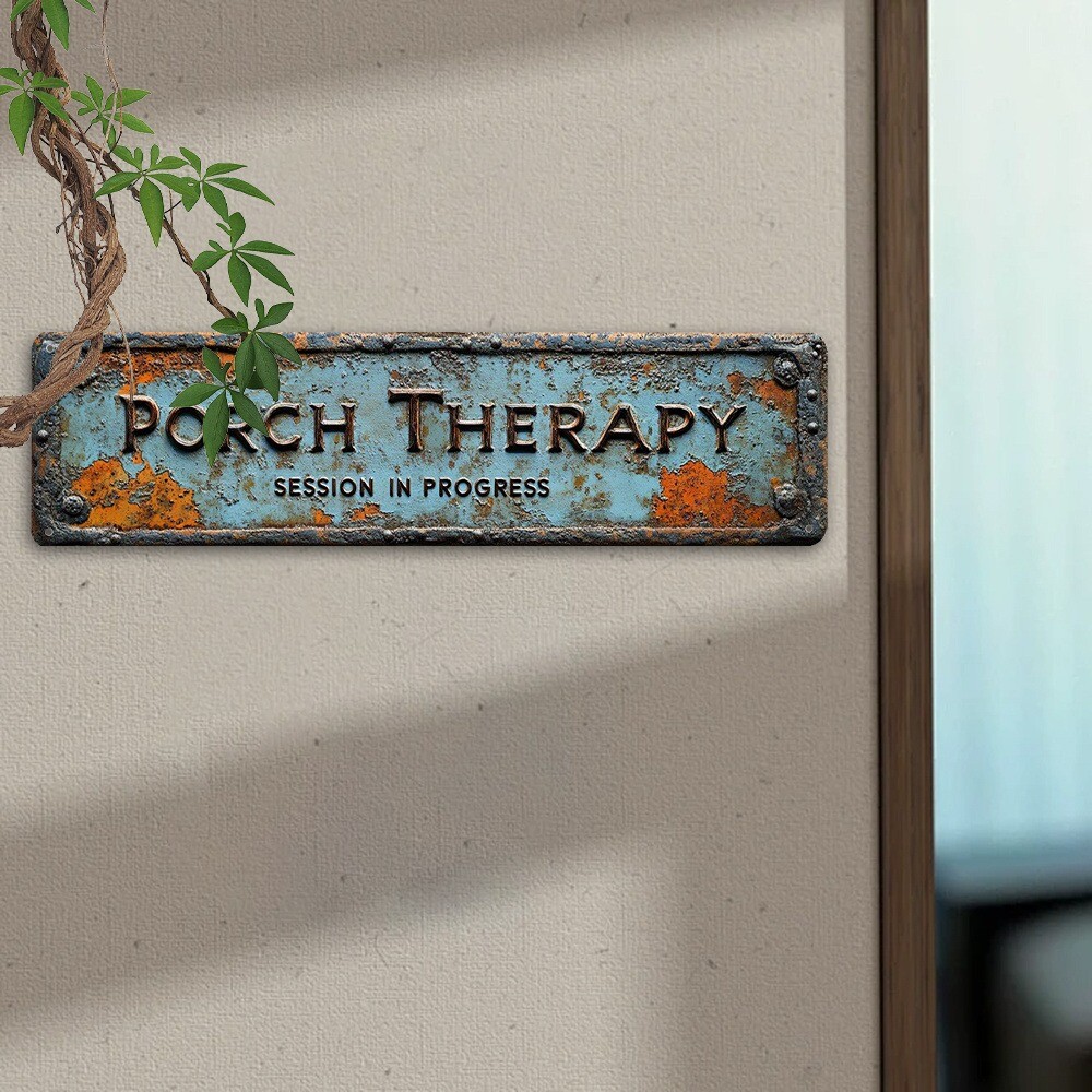 Metal Porch Therapy Sign Vintage Metal Tin Sign Wall Art Decor Home Clinic Decor