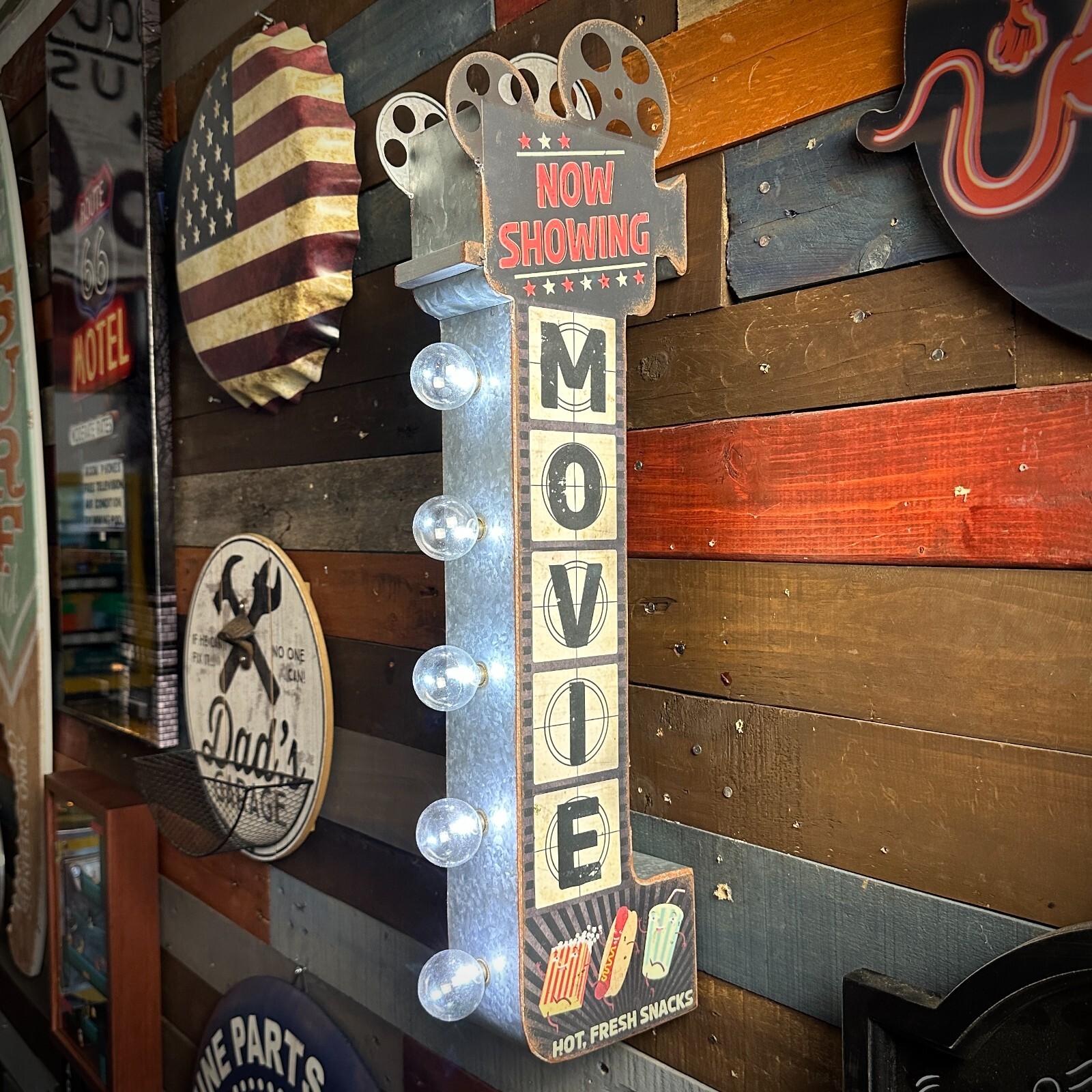 Movie Now Showing 26″ Double Sided Marquee LED Sign Vintage Retro Design