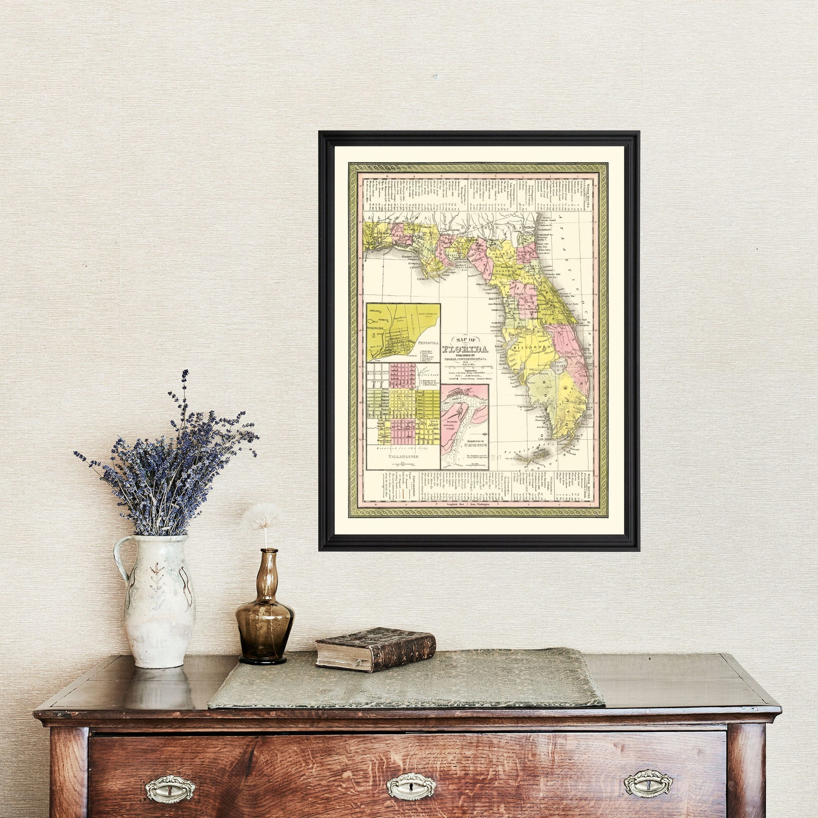 Old Map of Florida 1854 – Vintage Florida Art