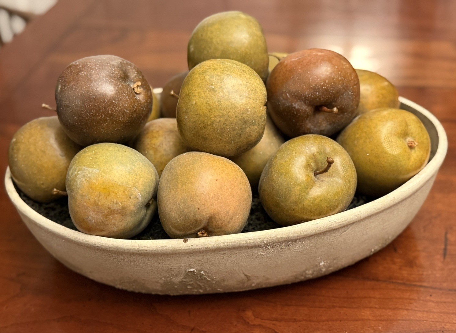Vintage Realistic Faux Apple Centerpiece Arrangement Golden Russet Fruit Display