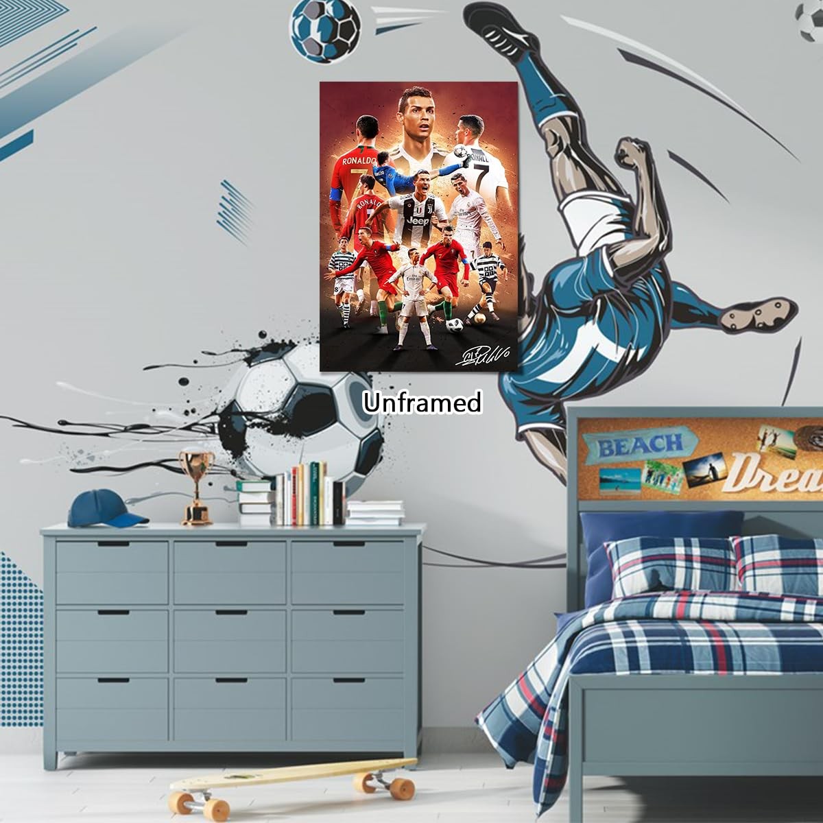 Soccer Superstar Cristiano Ronaldo Signed Poster For Kids Fans Room Bedroom Wall