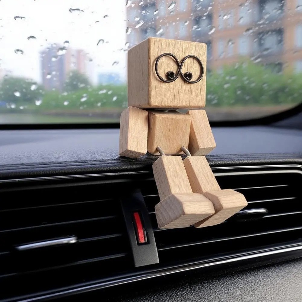 Shaking Wooden Man Figurine – Leg-Swinging Car Decor & Creative Gift