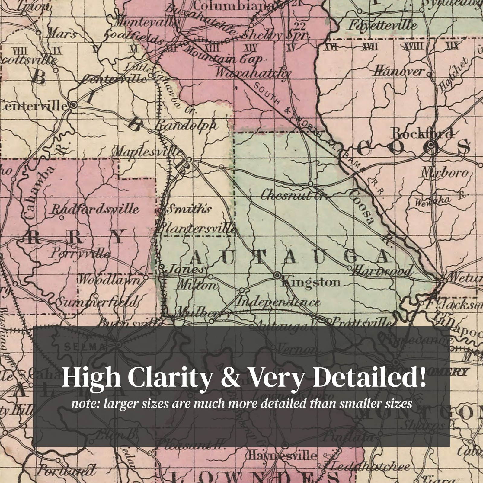 Old Map of Alabama 1861 – Vintage Alabama Art