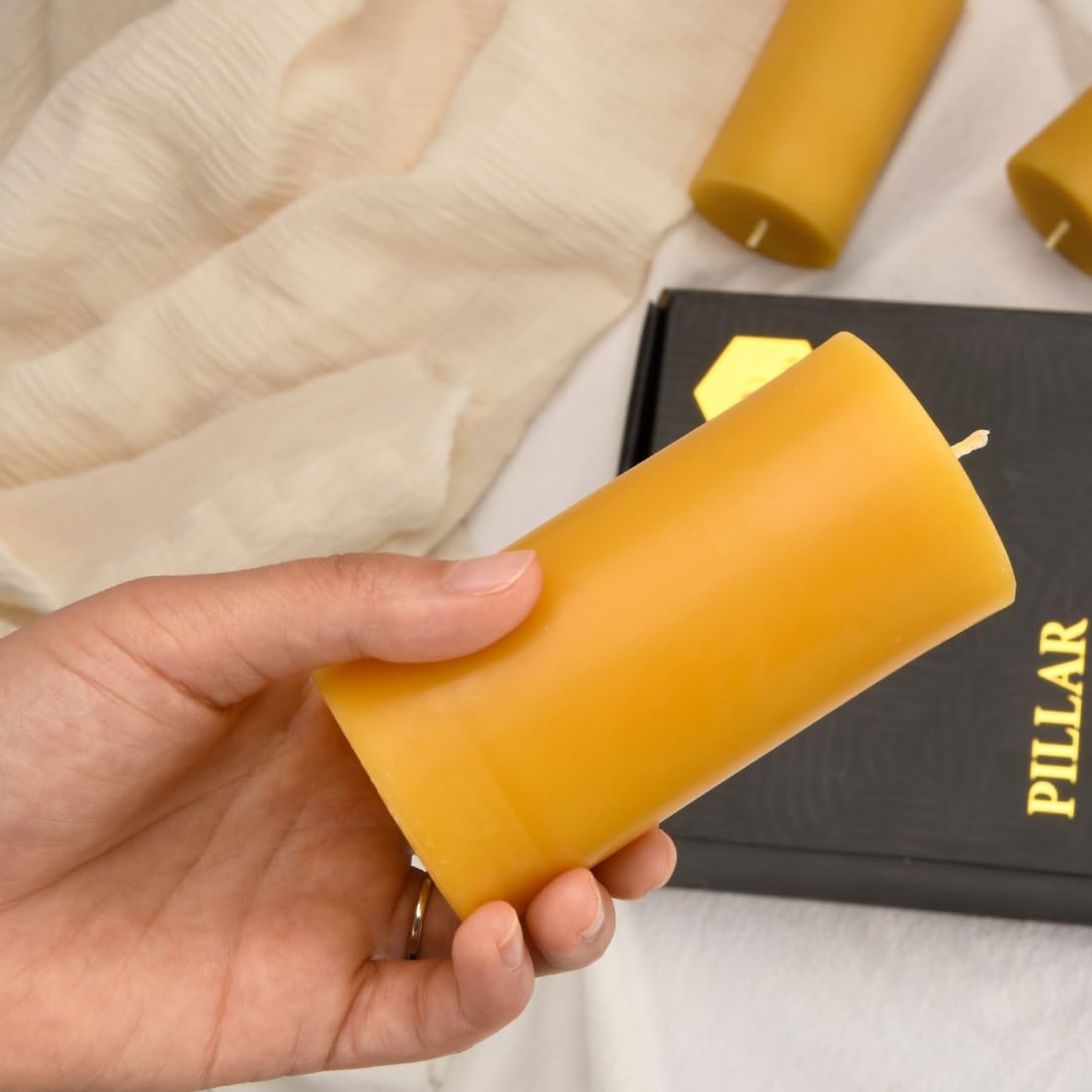Natural Beeswax Pillar Candle 2×4 inch in Bulk, Smokeless and Long Lasting (2…