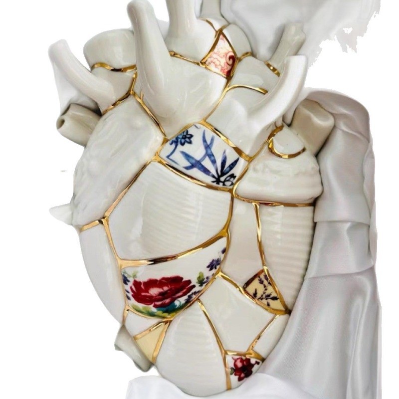 Ceramic Heart-Shaped Vase Collectible Desktop Decor Gift Box Set