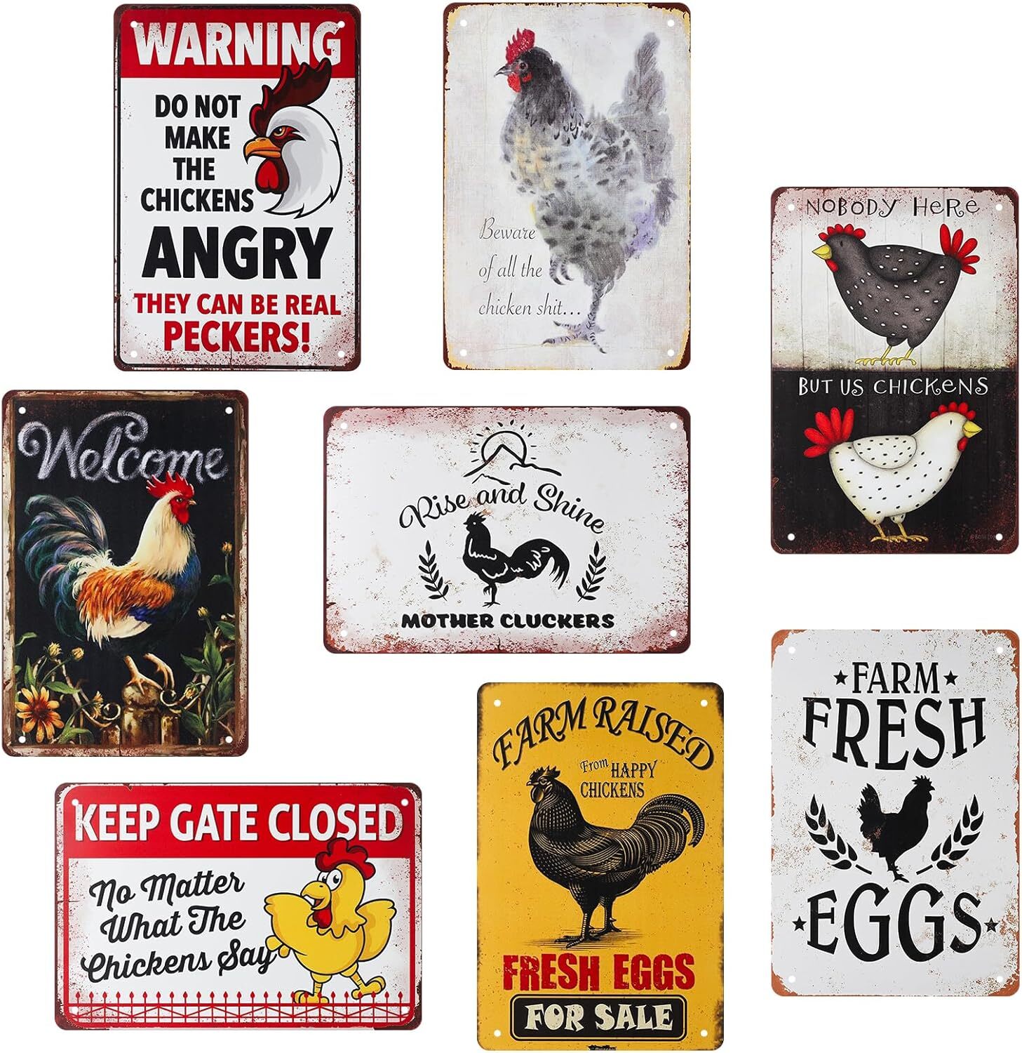 8 Pack Chicken Coop Accessories Funny Chicken Coop Signs Decor Metal Signs Ch…