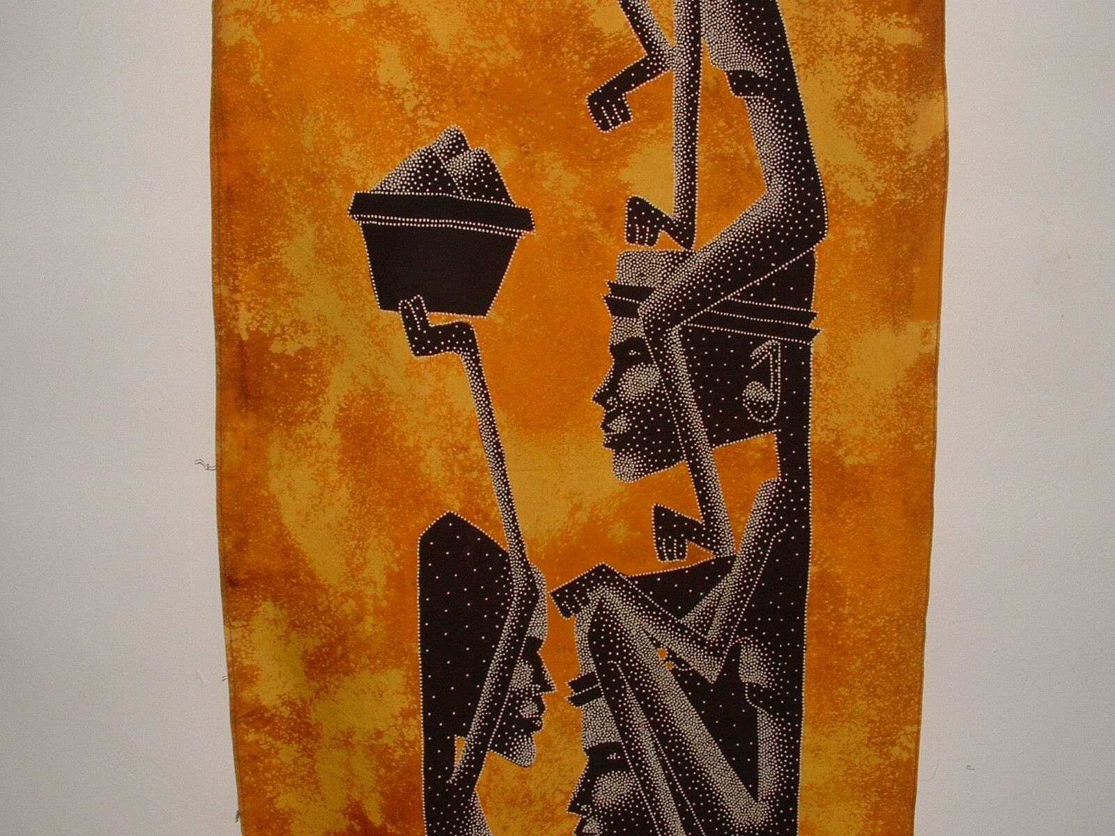 African Style Fabric Wall Hanging, 56″ Long, Lukman, Age Unknown, pre-owned