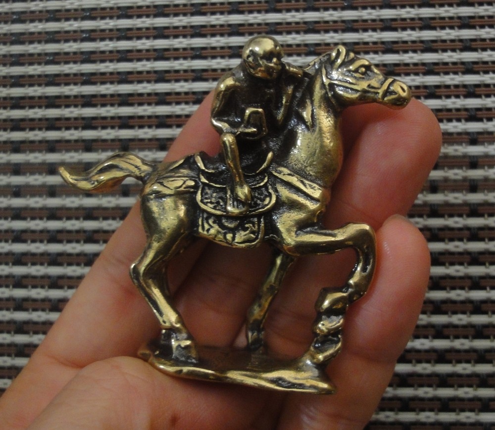 Solid Brass Monkey on Horse Figurine Bronze Color Scultpure Home Decor Statue