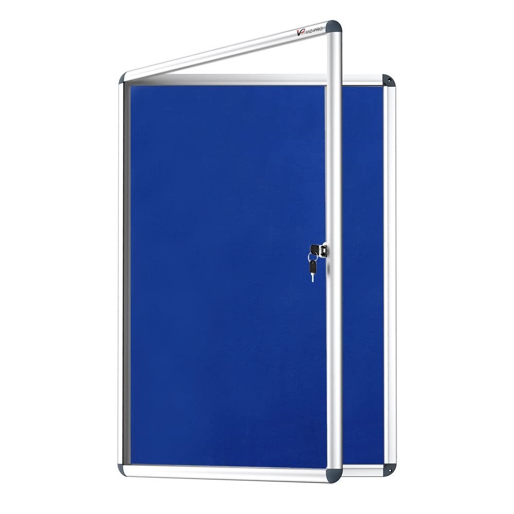 VIZ-PRO Tamperproof Lockable Noticeboard, Silver Aluminium Frame, 36 in x 24 in