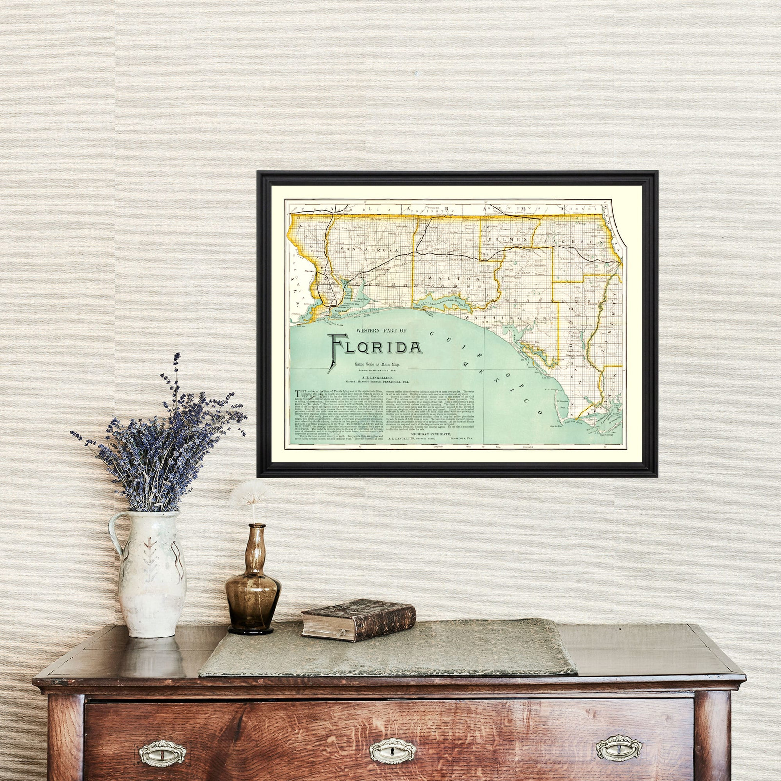 Old Map of Florida 1890 – Vintage Florida Art