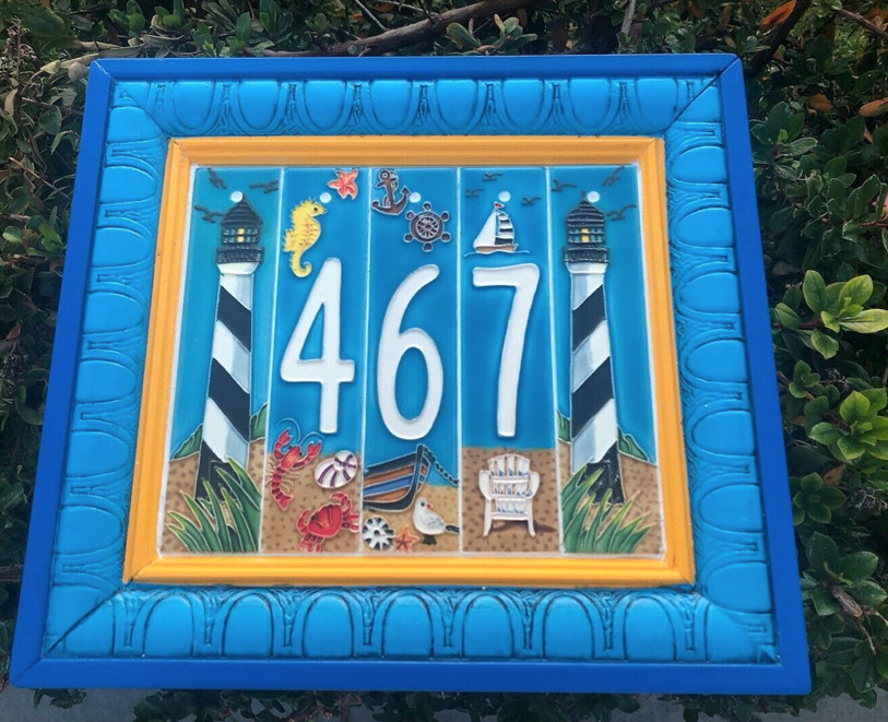Art on Tile Natural Garden Nature Butterfly House Ceramic Address Number 0-9