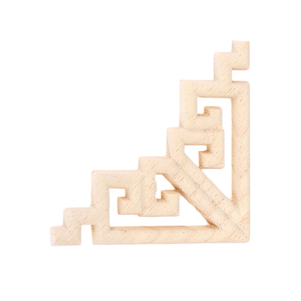 Wood Carved Appliques Onlays Unpainted Corner Wooden Carving Furniture Decal 8CM