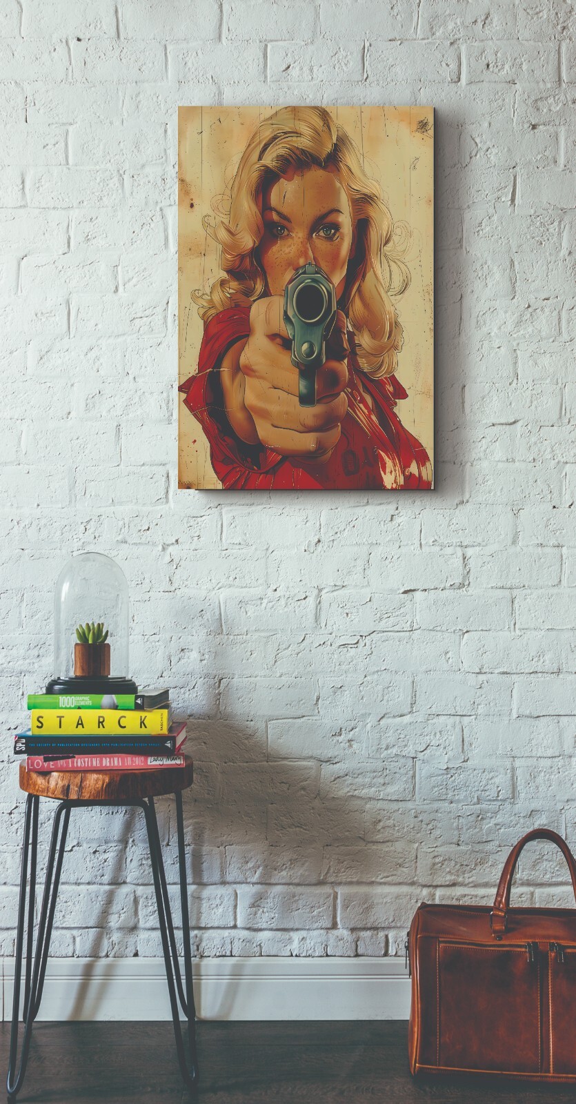 GIRL WITH A GUN POP ART CANVAS PRINt READY TO HANG T87