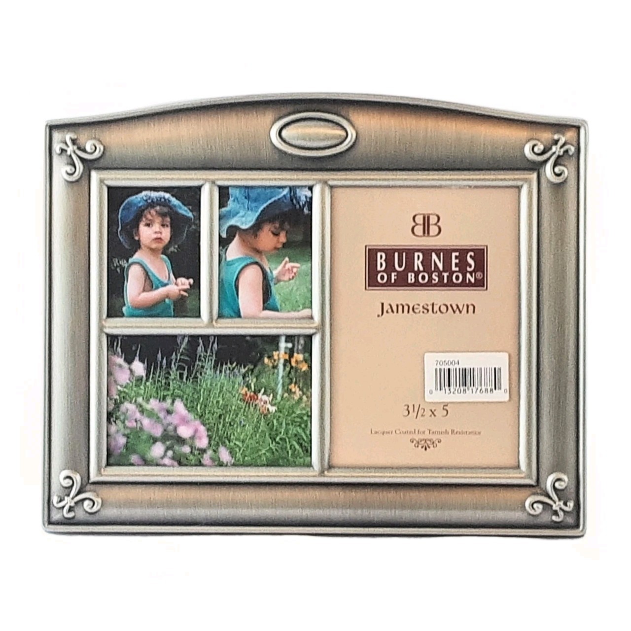 BURNES of BOSTON Pewter Collage Multi 4 Photo Picture Frame Jamestown NEW