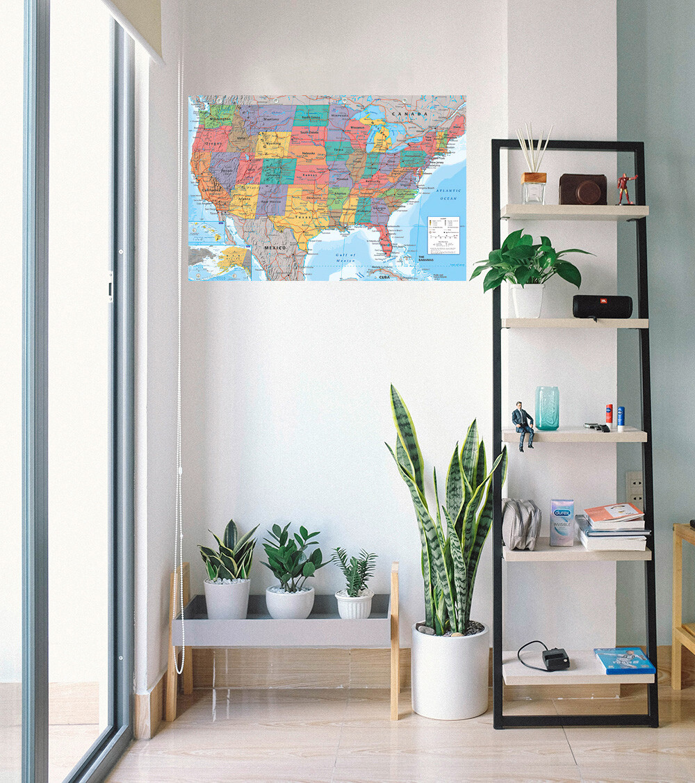 Map Of The United States Of America – Poster / Print (Usa Map) (Size: 36″ X 24″)