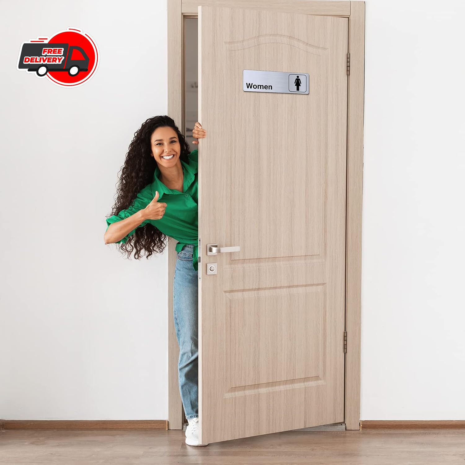 2 Pcs 9″x3″ Men and Women Restroom Signs Bathroom Door Sign for Office Business