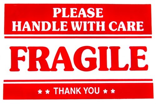 F1 FRAGILE HANDLE WITH CARE Packing Shipping Stickers Easy Peel Apply 2″ x 3″