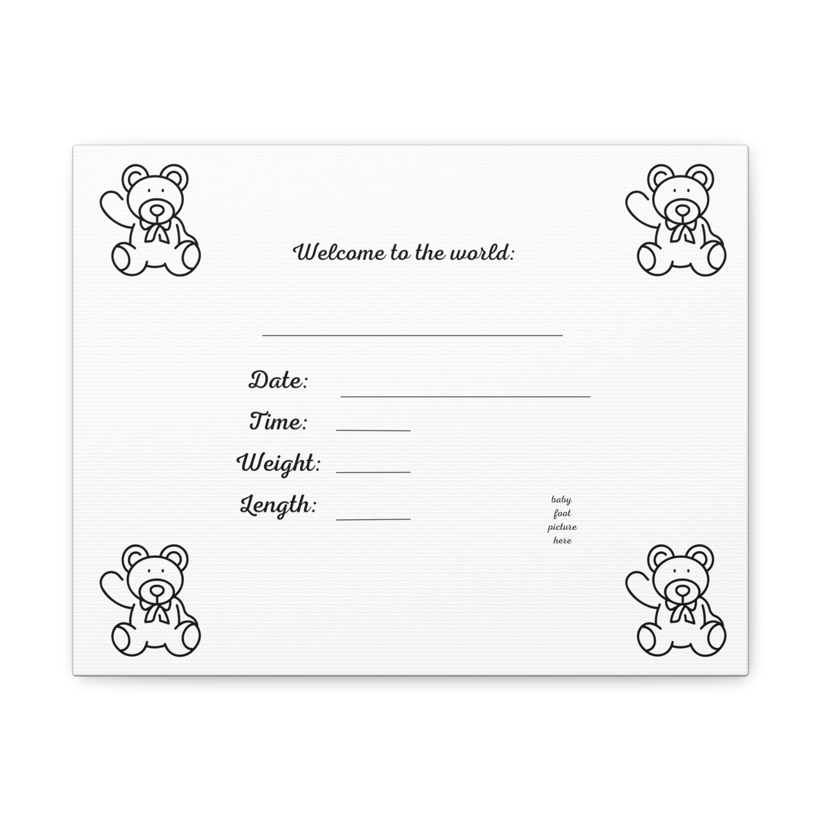 Unisex Baby Announcement Canvas, unique, gift, newborn, baby, custom present