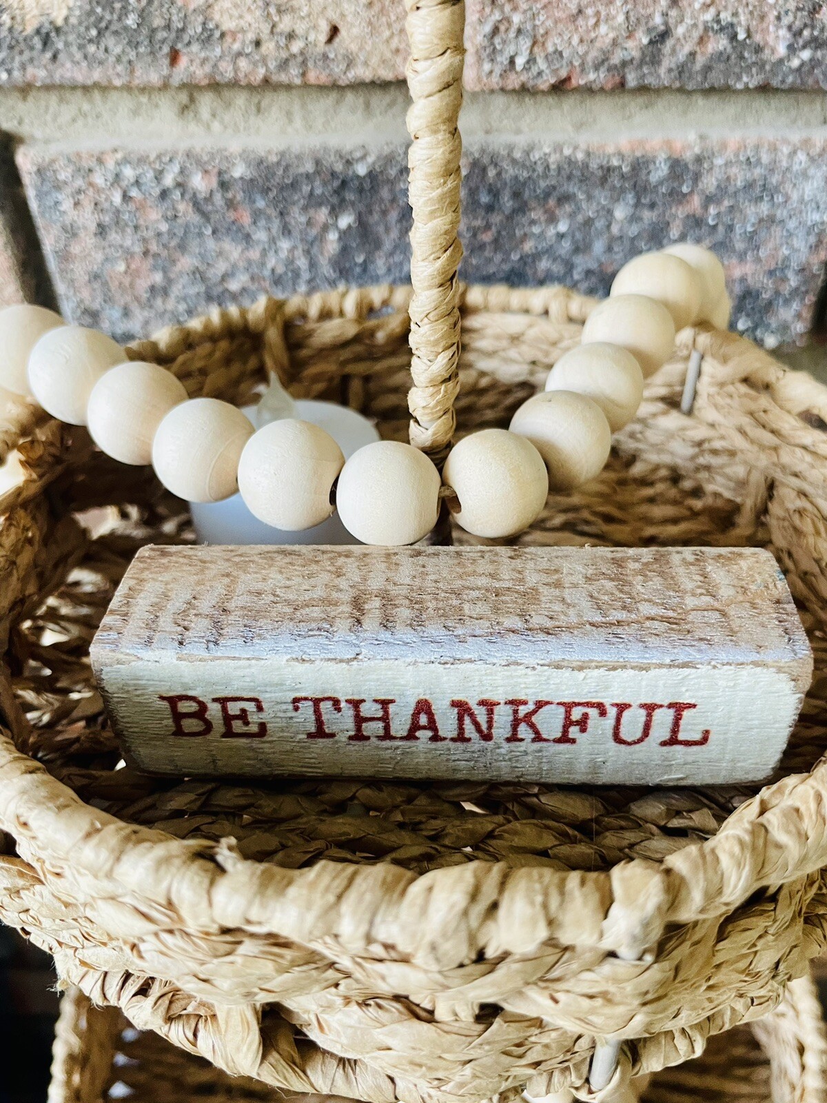 Be Thankful Mini Distressed Block NEW