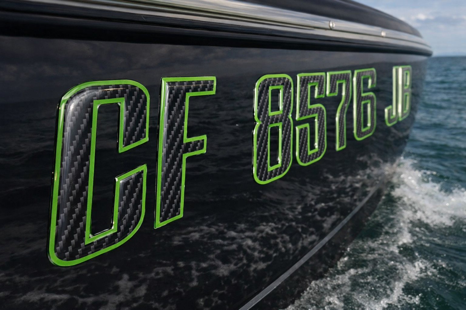 Carbon Fiber Green Boat & Jet Ski Registration Numbers 3D Raised Waterproof 3″