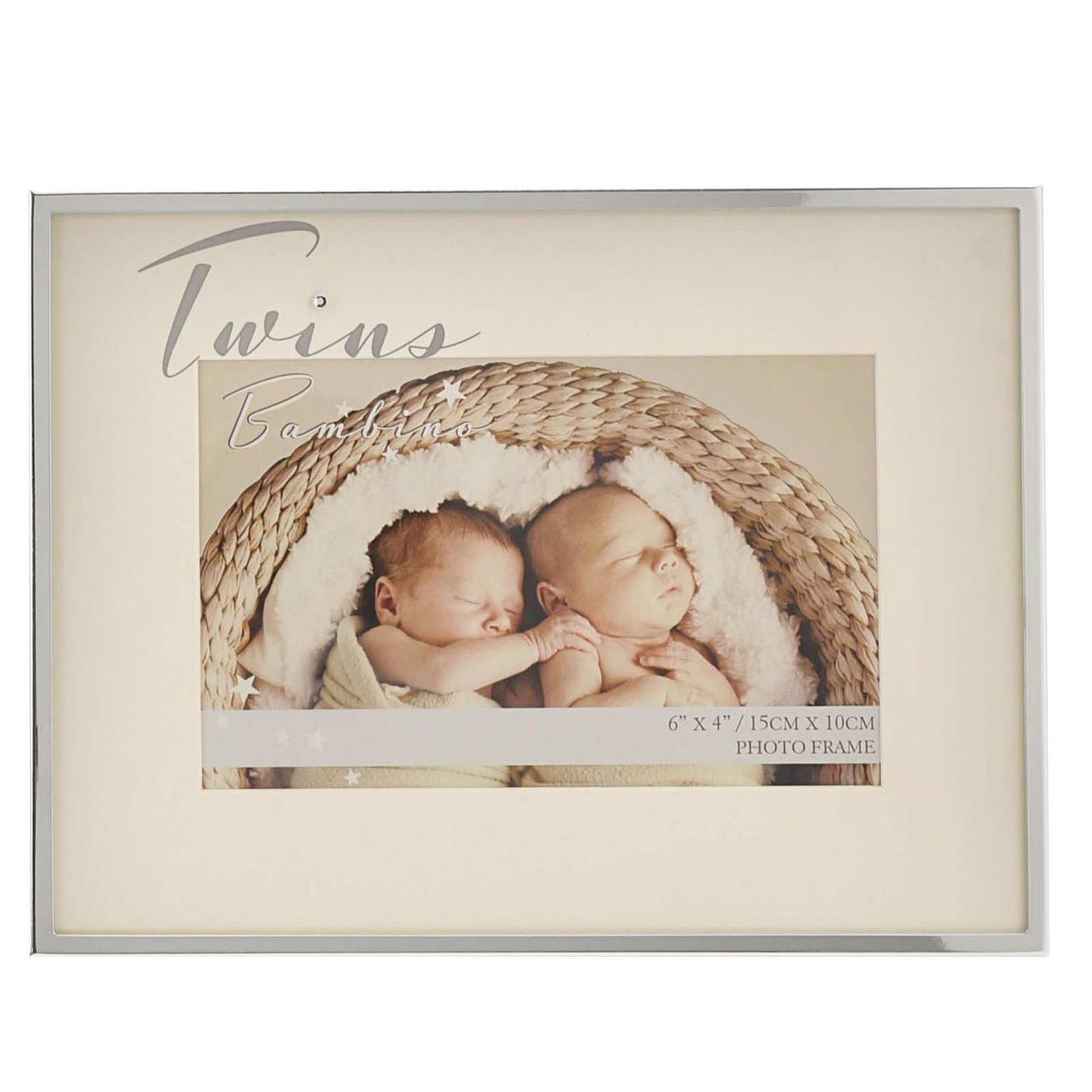 Baby 6” x 4” Photo Frame Bambino Silver-plated Unisex – Twins