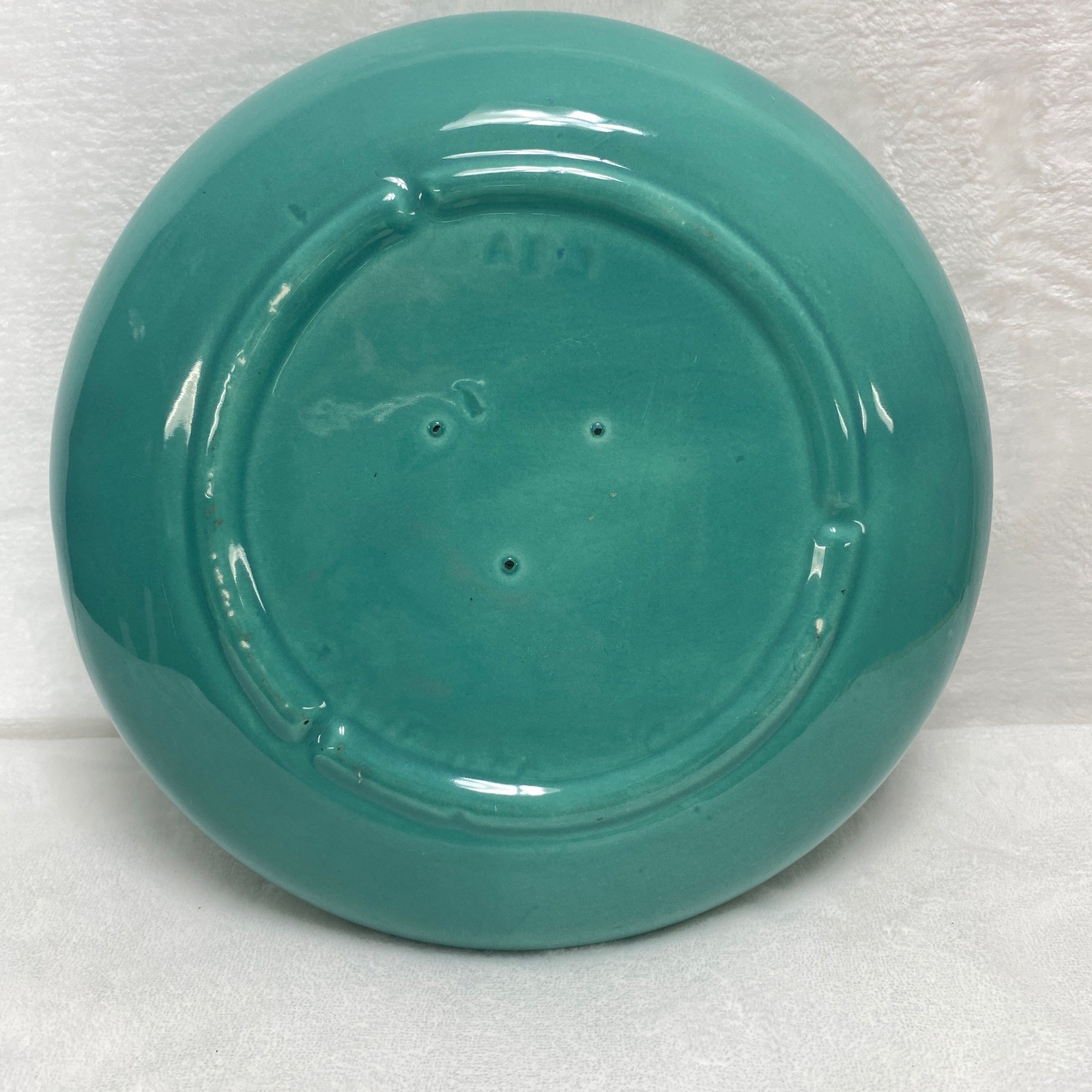 MCM Fenton Art Glass? Teal Ceramic Trinket Serving Dish Planter Vintage Retro